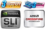 Multi-display Support with 3-way SLI™ and 3-way CrossFire™