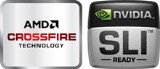 Multi-display support with 2 way CrossFire and 2 way SLI™