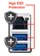 High ESD protection for USB and LAN (USB3.0 only)