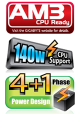 Soporte para la nueva generación de procesadores AMD de 45nm con Socket AM3