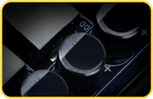 <span style="font-size:130%;color:#FFD400;">Long Lifespan Durable Black™ Solid Caps</span>