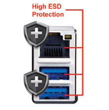 High ESD Protection for USB and LAN (USB 3.0 only)