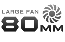 <font color=#3399FF style="font-weight:bold;">GIGABYTE custom-designed 80 mm cooler</font>