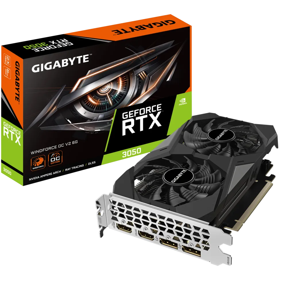 Tarjeta Gráfica Gigabyte NVIDIA GeForce RTX 3050 WINDFORCE OC V2 6GB GDDR6