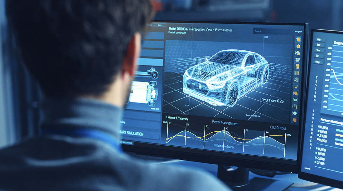 Due to advances in digital technology, aerodynamic engineers can use software to process and analyze huge amounts of data to better optimize vehicle design.