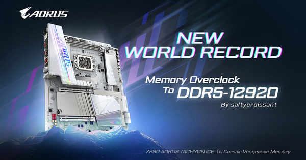 Z890 AORUS TACHYON ICE открывает эру скорости DDR5 12 920 МТ/с:  новый этап в оверклокинге