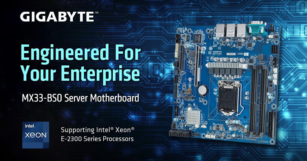 GIGABYTE annonce une station de travail / carte mère pour serveur d'entrée de gamme pour Intel<sup>® </sup> Xeon<sup>®</sup> E-2300
