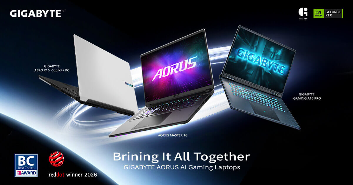 GIGABYTE представляет на COMPUTEX 2026 награждённые игровые ноутбуки с искусственным интеллектом и обновления GiMATE