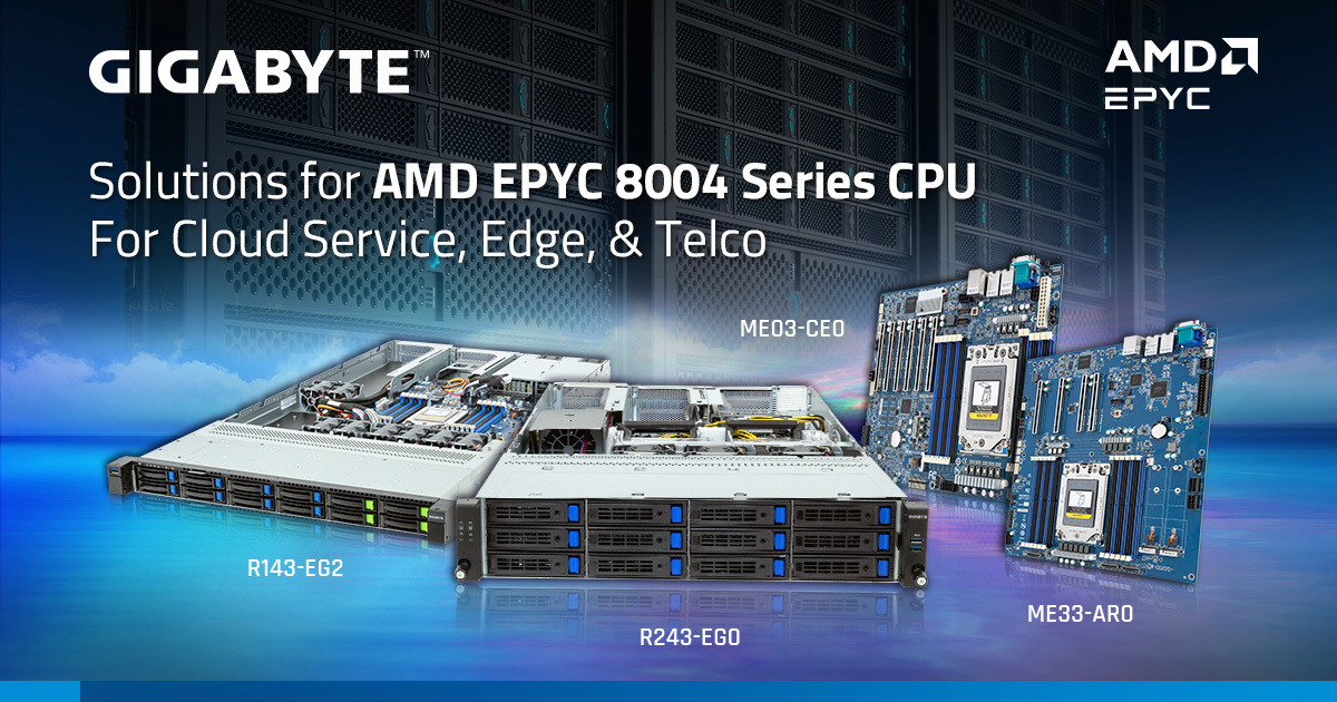 GIGABYTE เปิดตัวโซลูชั่นราคาประหยัด
สำหรับโปรเซสเซอร์ AMD EPYC ซีรี่ส์  8004