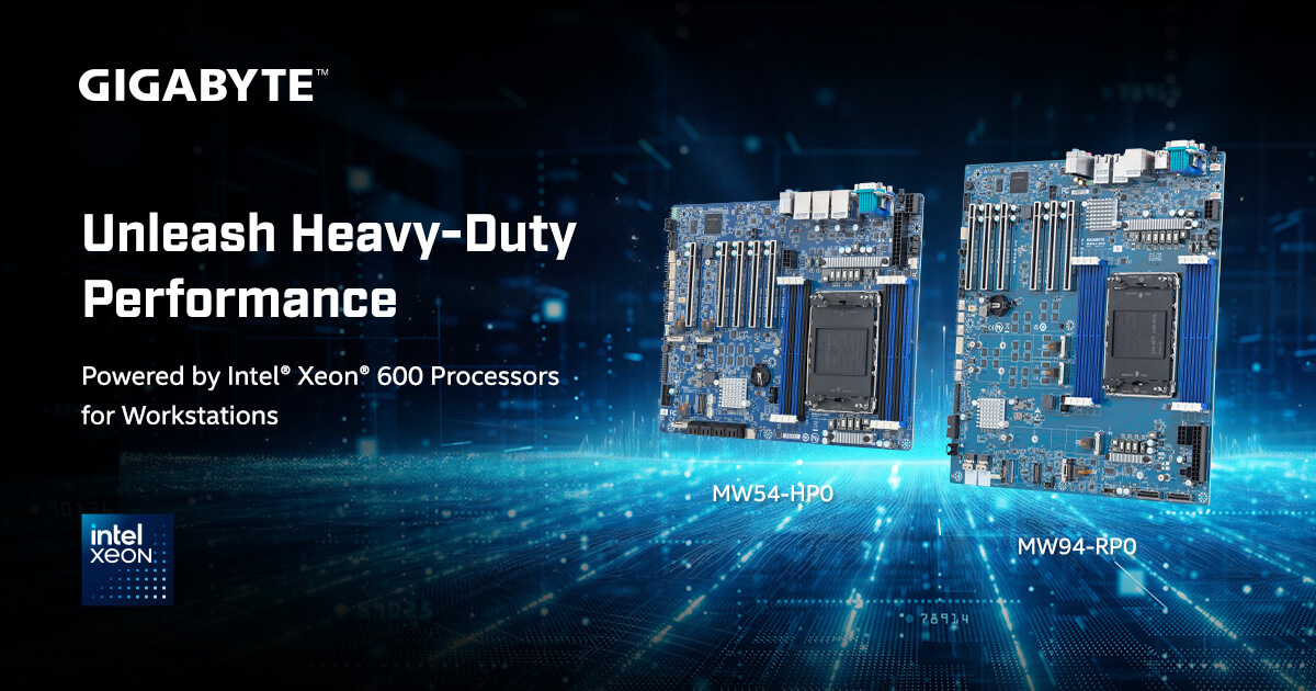Giga Computing erweitert sein High-End-Compute-Portfolio mit neuen Motherboards für Workstations auf Basis der Intel® Xeon® 600 Prozessoren