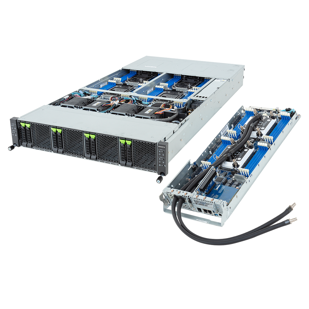 H274-S61-LAW1 - High Density Server - Intel® Xeon® 6 Processors - 2U 4-Node DP 8-Bay Gen5 NVMe/SATA/SAS-4 DLC