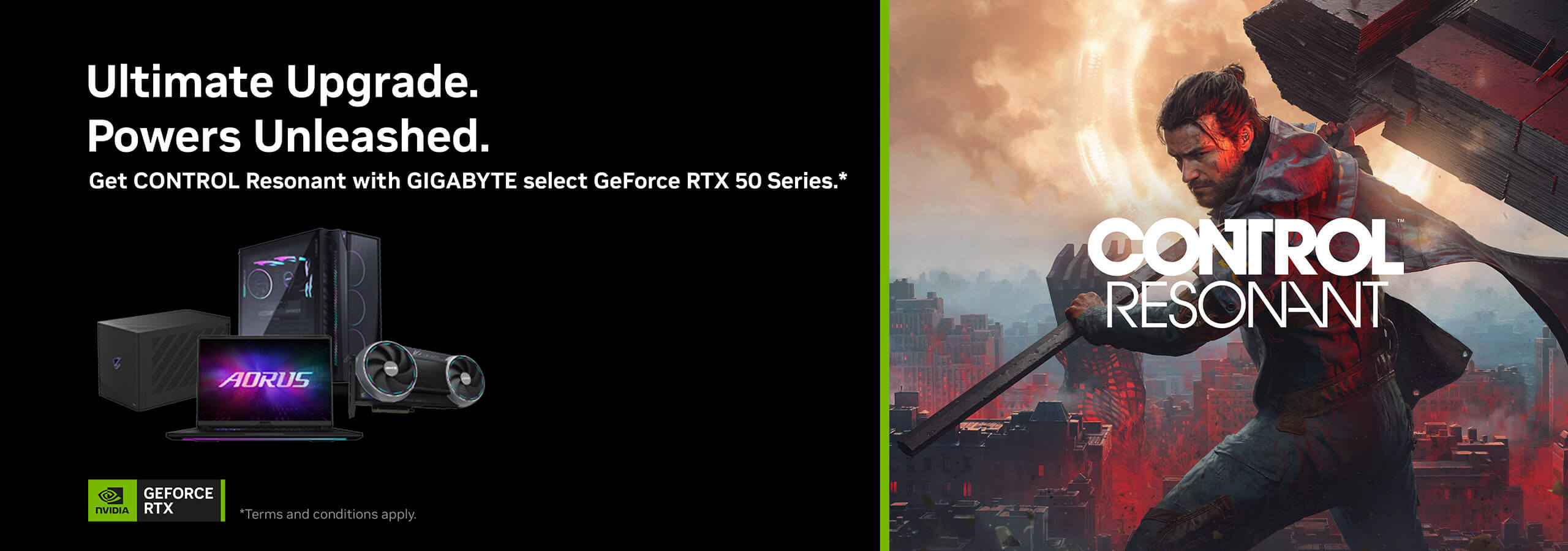 Get CONTROL Resonant with  GIGABYTE select GeForce RTX 50 Series.*
