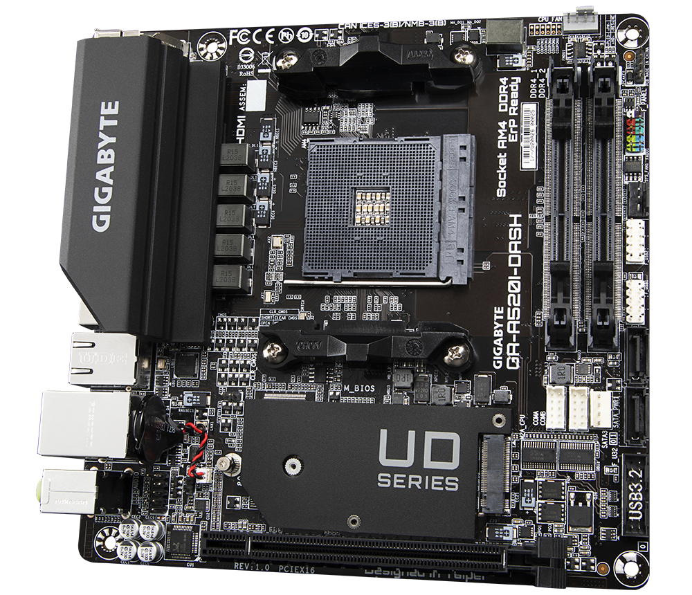 GIGABYTE A520I AC AM4 AMD A520 Mini-ITX AMD Motherboard: Motherboards