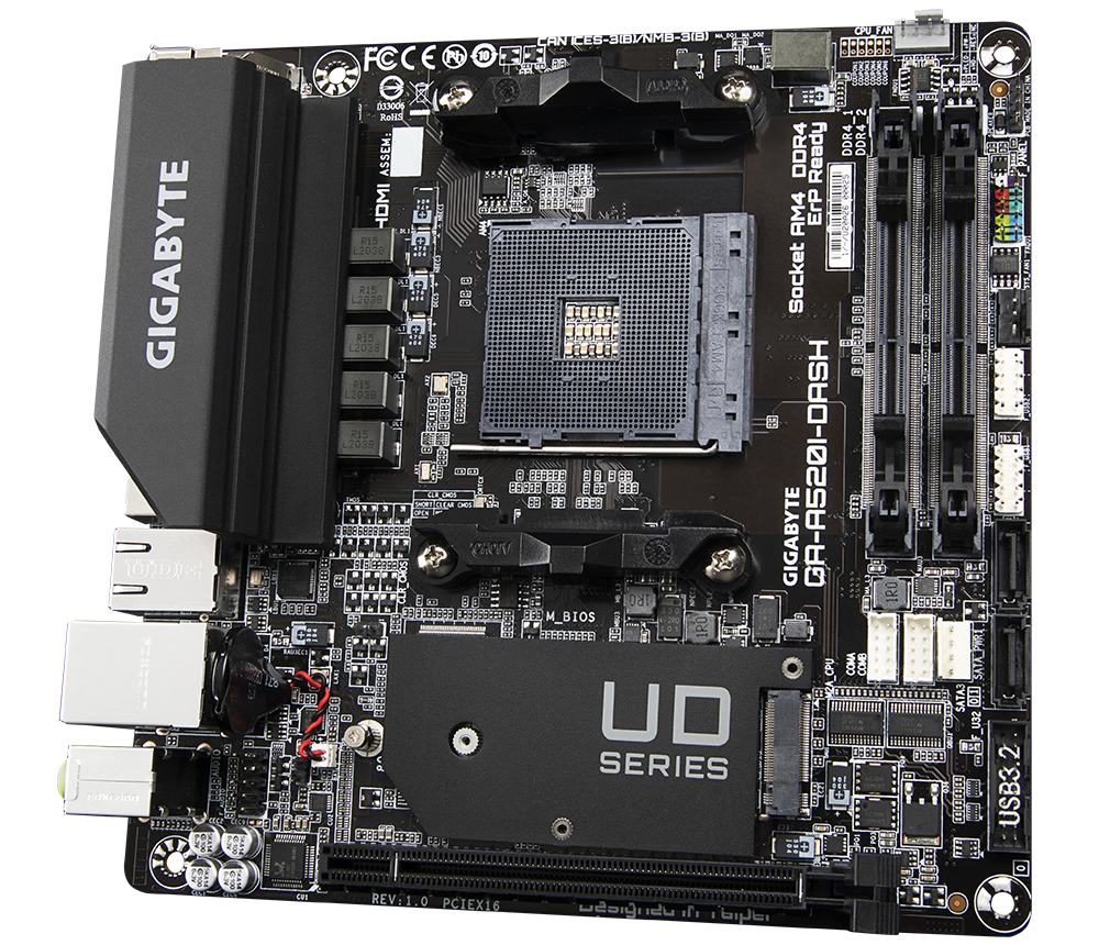 Gigabyte Ultra Durable A520I AC Desktop Motherboard AMD Chipset Socket AM4  Mini ITX Ryzen 3 Ryzen 5 Ryzen 7 Ryzen 9 Ryzen 3 PRO Ryzen 5 Pro Ryzen 7  PRO Ryzen 9