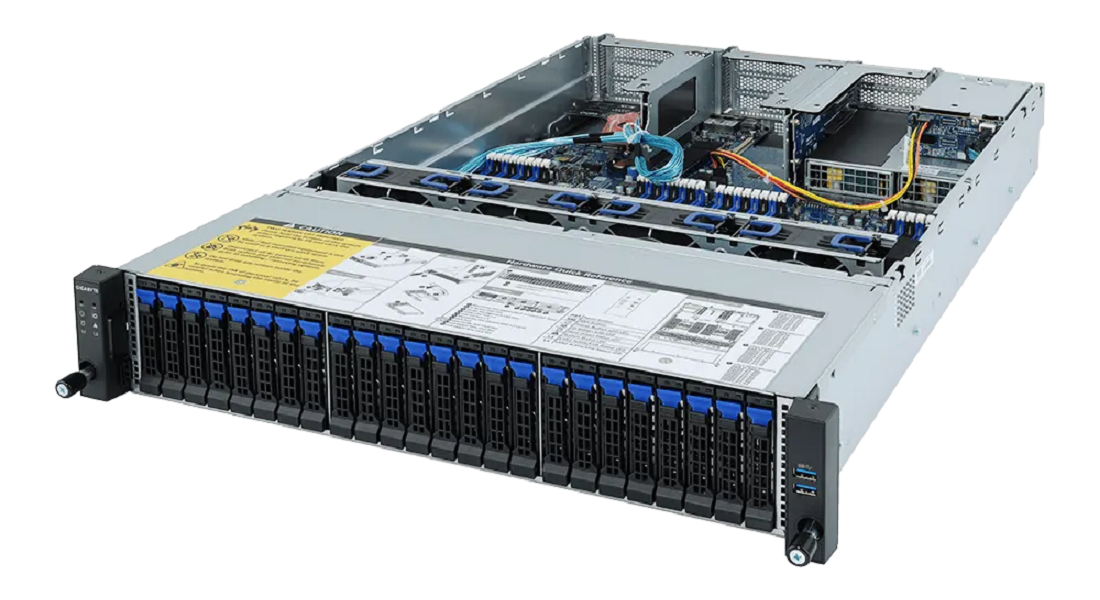 The R282-Z91 features 24 bays in a 2U chassis. The IFISC has a computing cluster made up of 20 nodes of these servers, and they support just about any project that requires high performance computing or intensive numerical simulations.
