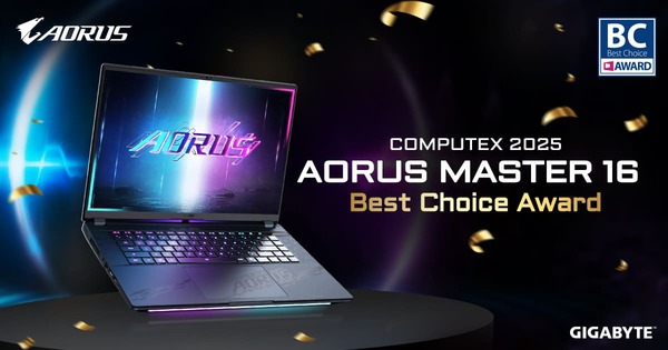 技嘉 AORUS MASTER 16 AI 筆電榮獲 COMPUTEX 2025 Best Choice Award，領先實力獲國際肯定