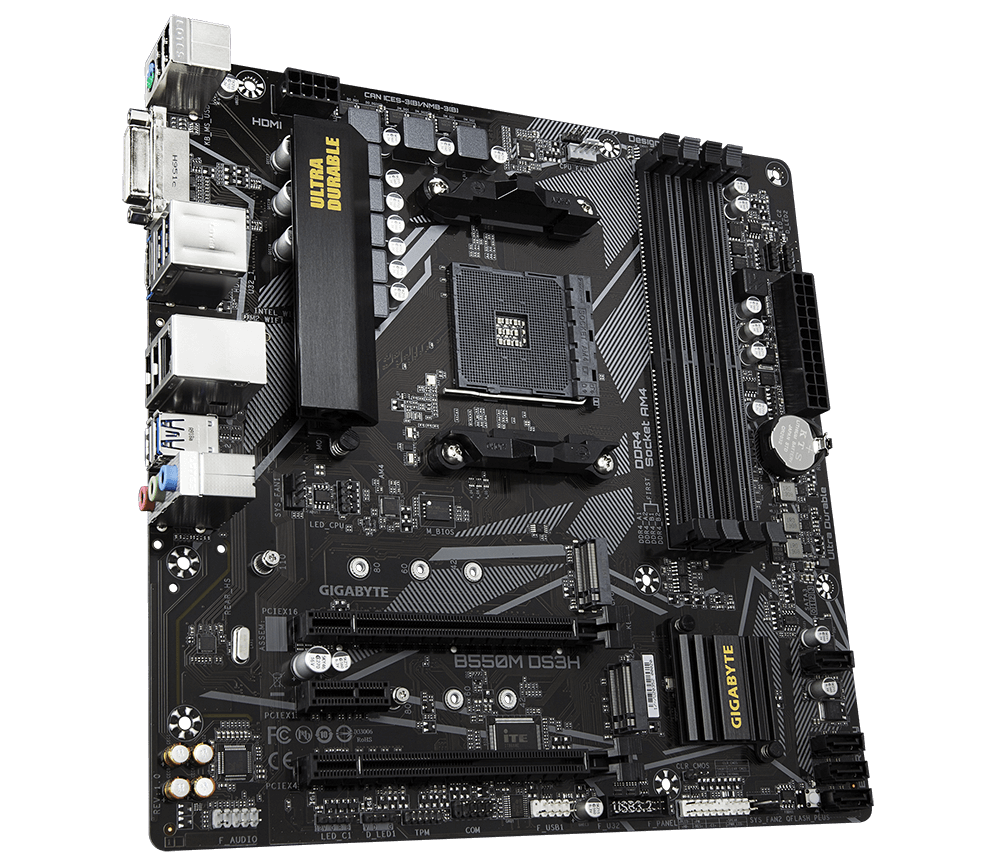 Mb am4 gigabyte b550m ds3h matx 4x ddr dvi-d hdmi rgb komponentko matična plošča motherboard