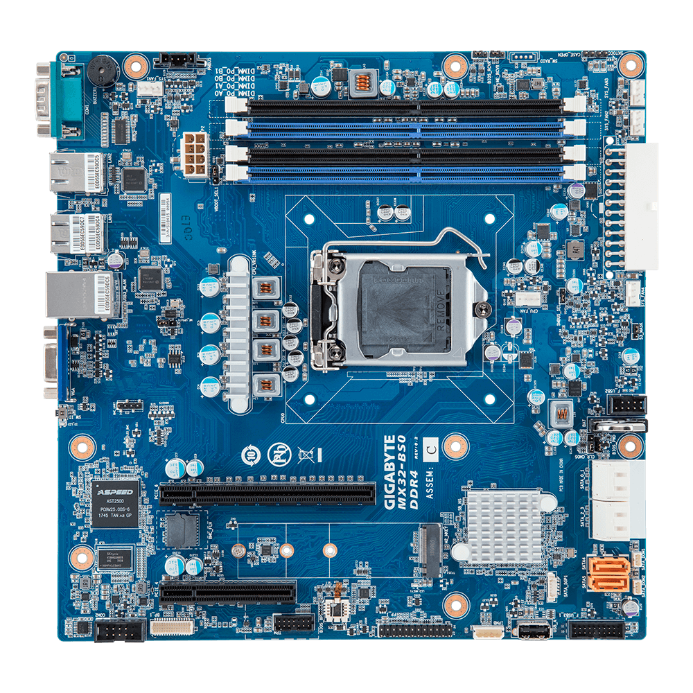 Placa Mãe para Servidor Intel Xeon Gigabyte MX33-BS0 (LGA 1200 DDR4 ECC)  Chipset C252 Dual LAN