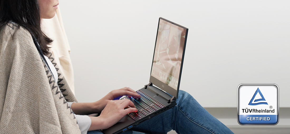 With the Rheinland’s Eye Comfort Certification, AERO 15 OLED offers users a more comfortable experience.
