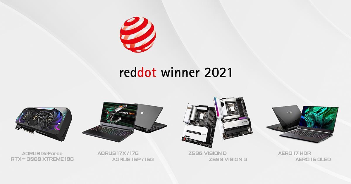 جيجابايت تحصد جوائز مسابقة Red Dot Design لعام 2021