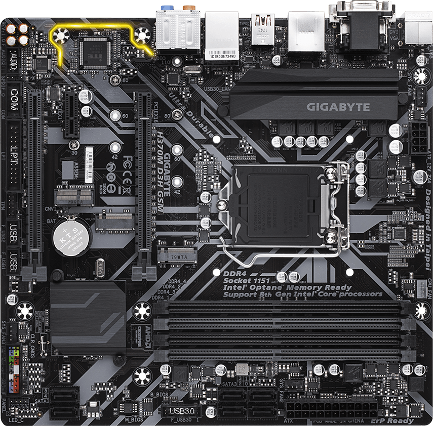 マザーボード Core i5 8500 IGABYTE H370M D3H M-ATX H370M D3H GSM (Rev. 1.0) Motherboard - GIGABYTE Global