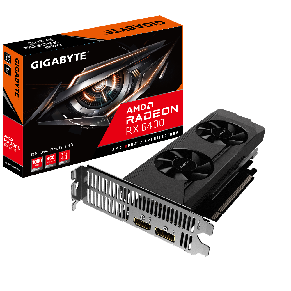 GIGABYTE GV-R64D6-4GL AMD RX6400ロープロファイルGIGABYTE