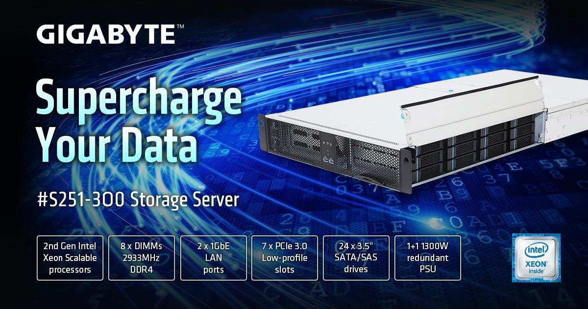 GIGABYTE, 2U 섀시에 초고용량을 위한 S251-3O0 구축