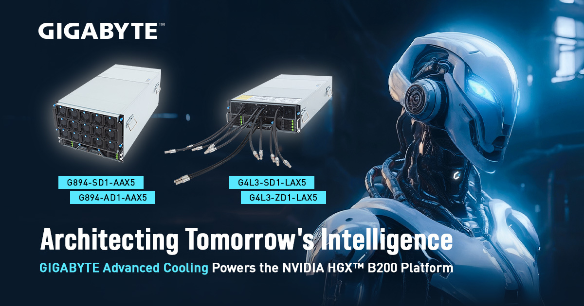 Giga Computing lance de nouveaux serveurs IA GIGABYTE refroidis par air et liquide, optimisés pour la plateforme NVIDIA HGX B200