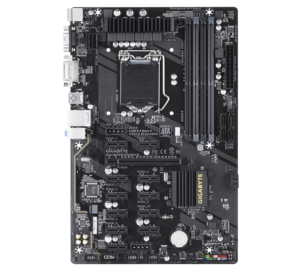 GIGABYTE GA-B250-FinTech ATX マイニング マザーボード [Intel B250チップセット搭載] MB4214 Amazon | GIGABYTE GA-B250-FinTech ATX マイニング