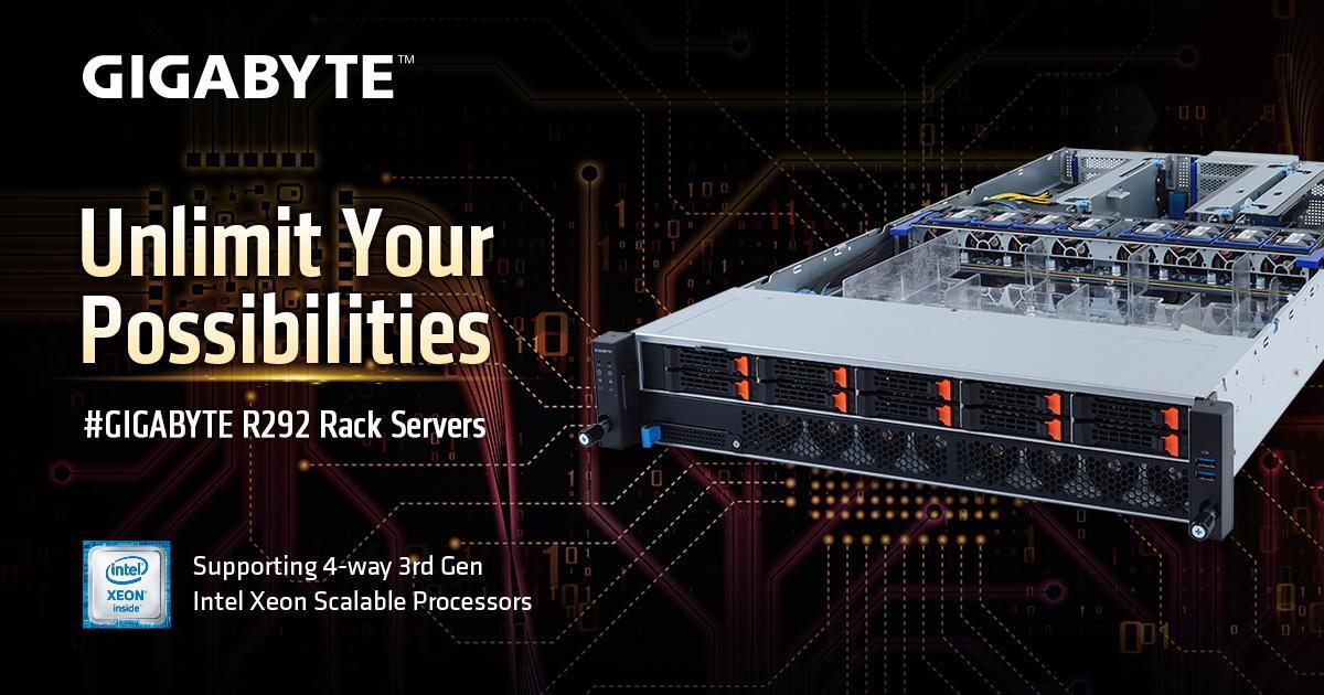 GIGABYTE Launches R292 Servers Supporting 4-way 3rd Gen Intel<sup>®</sup> Xeon<sup>®</sup> Scalable Processors