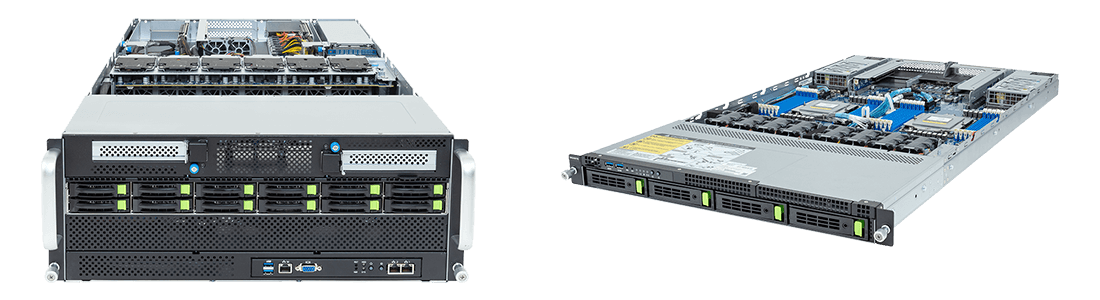 GIGABYTE G494-ZB4-AAP2 GPU server and GIGABYTE R183-Z90-AAD1 rack server
(Image source: GIGABYTE)