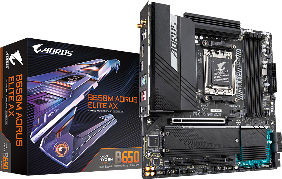 Gigabyte B650M AORUS Elite AX manufacturer reference photograph