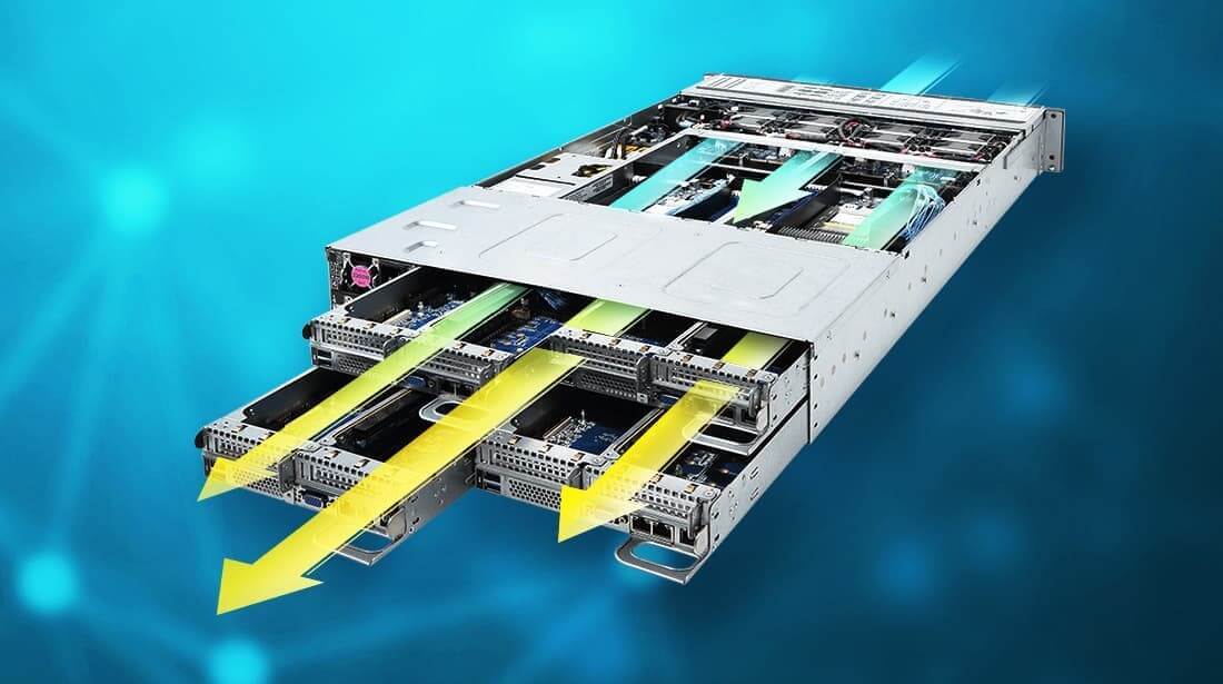 GIGABYTE’s air-cooled servers perform admirably even under the hefty workloads of pressure tests. This is because the chassis design has been optimized for ventilation; powerful fans and heat sinks have been installed at key positions; and the components are made from heat-resistant materials.