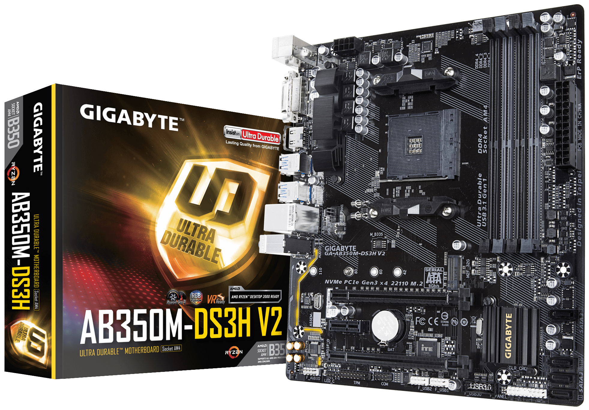 GA AB350M DS3H V2 rev. 1.1 Key Features Motherboard GIGABYTE