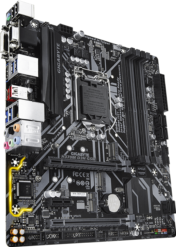 マザーボード Core i5 8500 IGABYTE H370M D3H M-ATX H370M D3H GSM (Rev. 1.0) Motherboard - GIGABYTE Global