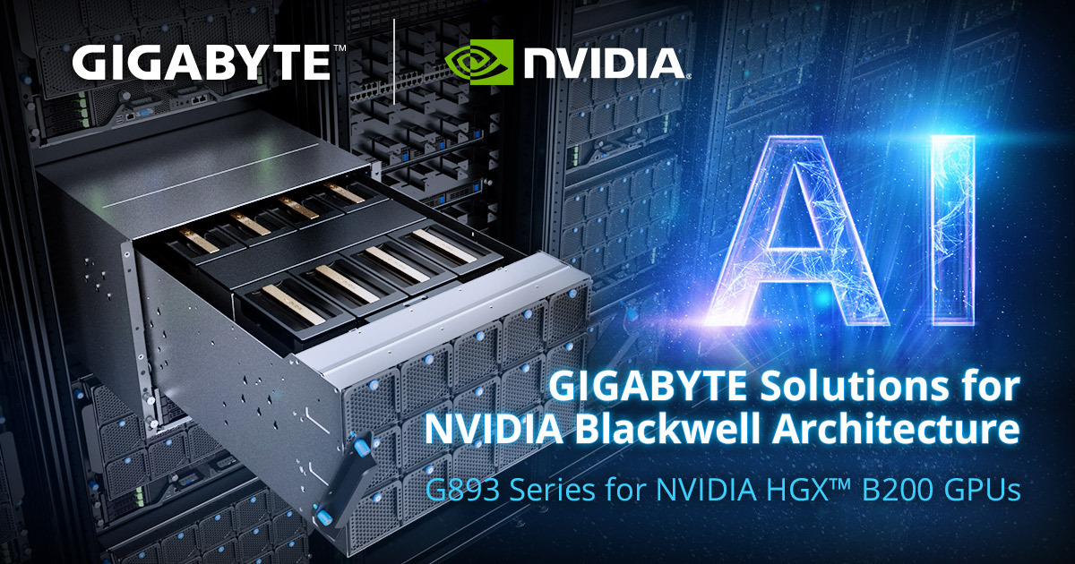 GIGABYTE Expands Its Accelerated Computing Portfolio with New Servers Using the NVIDIA HGX™ B200 Platform – Joining NVIDIA GB200 NVL72 Platform for Exascale Computing