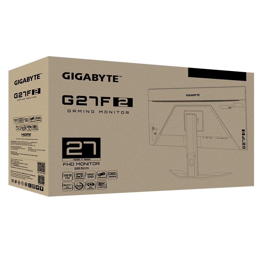 Gigabyte Monitor Gamer G27F 2 IPS 27 Pulgadas Super Speed 165Hz/170Hz OC  1ms HDR Flicker-free - ETCHILE