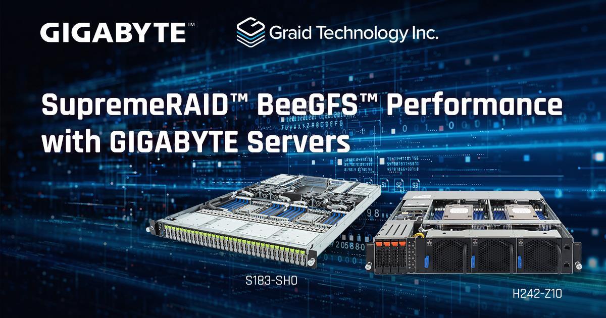 GIGABYTE 伺服器和 SupremeRAID™ 的結合，為平行檔案系統 BeeGFS 提供強大的資料處理能力