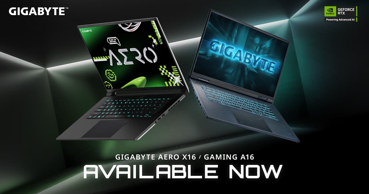 GIGABYTE Announces its AI PCs – GIGABYTE AERO X16 and GIGABYTE GAMING A16 Now Officially Available