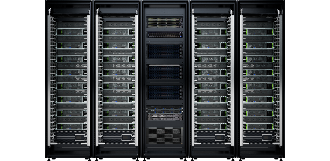 Figure 3: GIGAPOD with Liquid Cooling: 4 GPU Compute Racks
