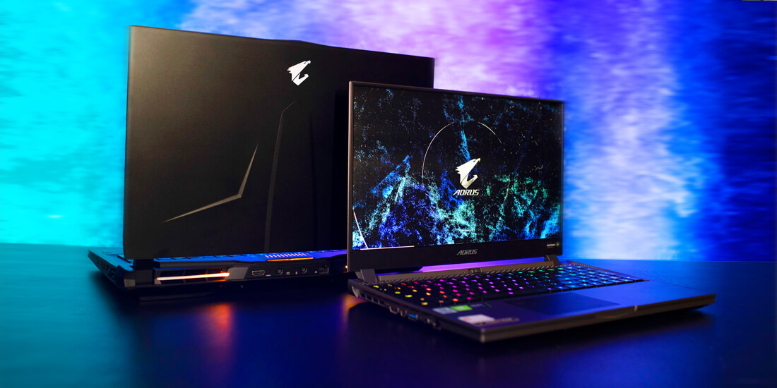 AORUS pro gaming laptop: AORUS 17X (left) and AORUS 15G (right).