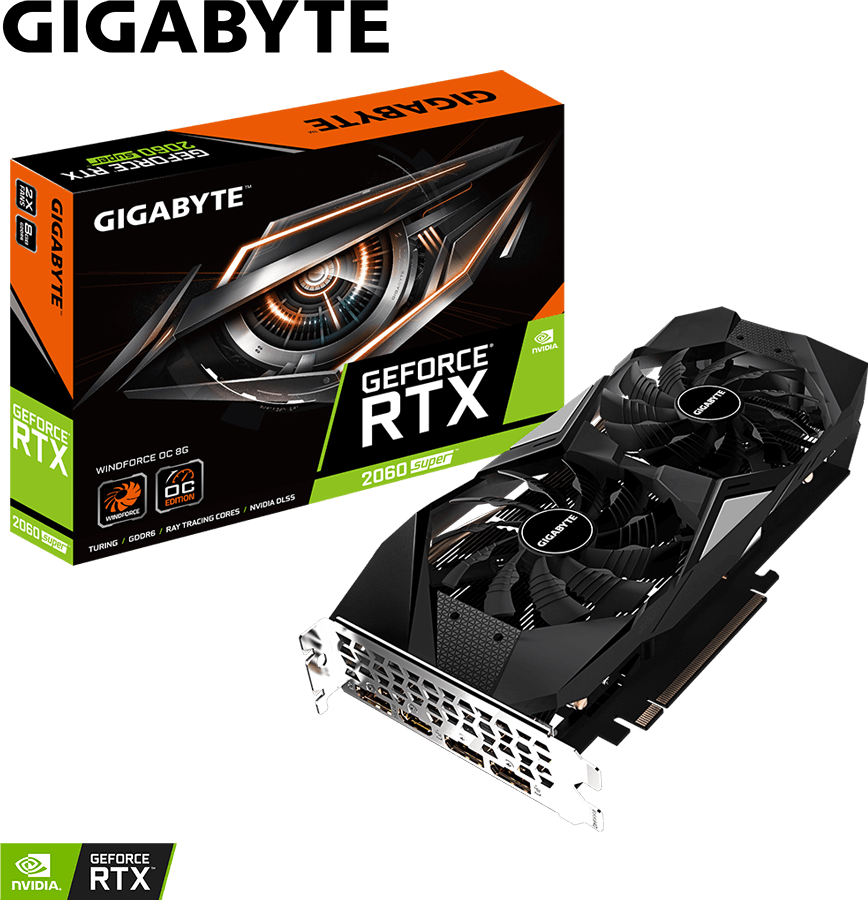 GeForce® RTX 2060 SUPER™ WINDFORCE OC 8G (Rev. 1.0/1.1) - GIGABYTE