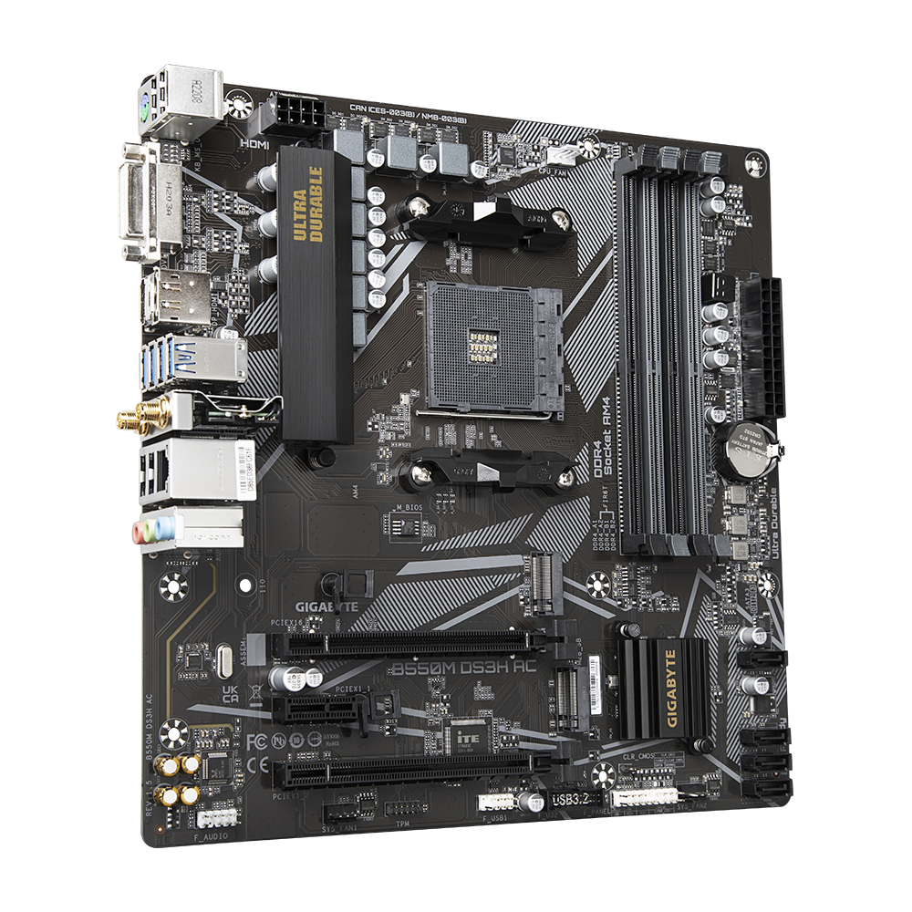 Placa gigabyte b550m ds3h am4 amd b550 micro atx dual sata 6gb usb