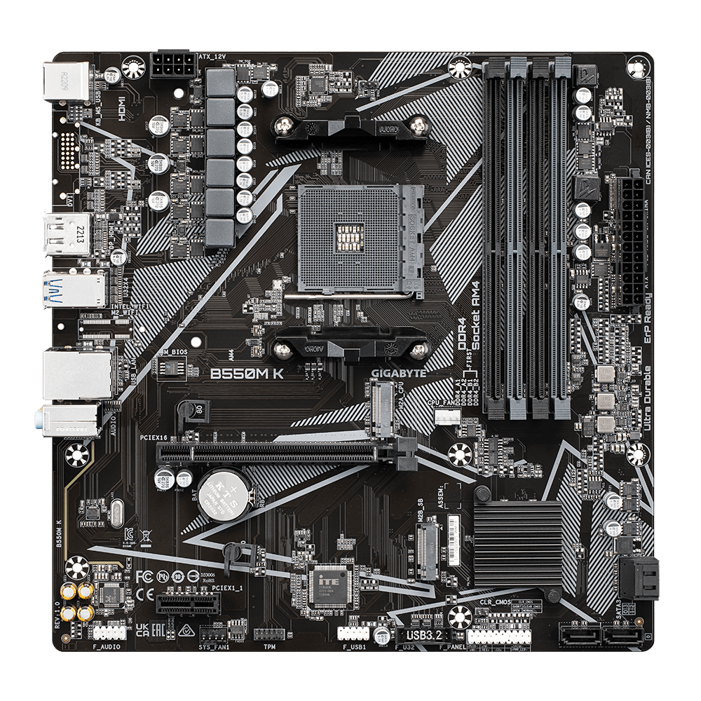 Gigabyte B550M K 1.0 Carte mère AMD B550 Emplacement AM4 Micro ATX :  : Informatique