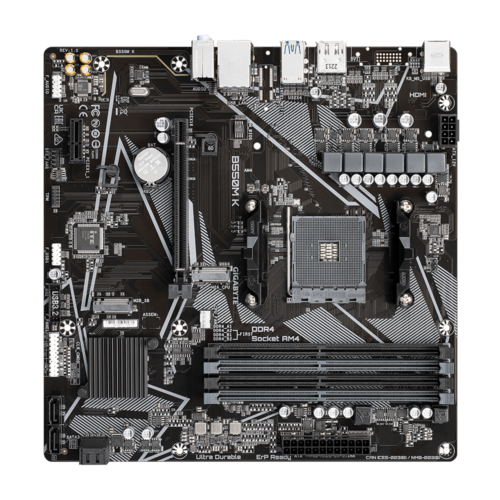 Gigabyte B550M K 1.0 Carte mère AMD B550 Emplacement AM4 Micro ATX :  : Informatique