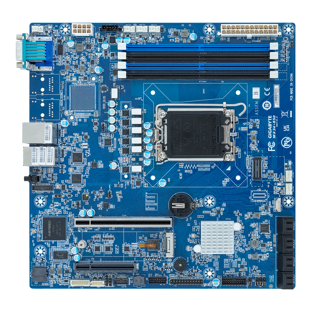 Placa Mãe para Servidor Intel Xeon Gigabyte MX33-BS0 (LGA 1200 DDR4 ECC)  Chipset C252 Dual LAN