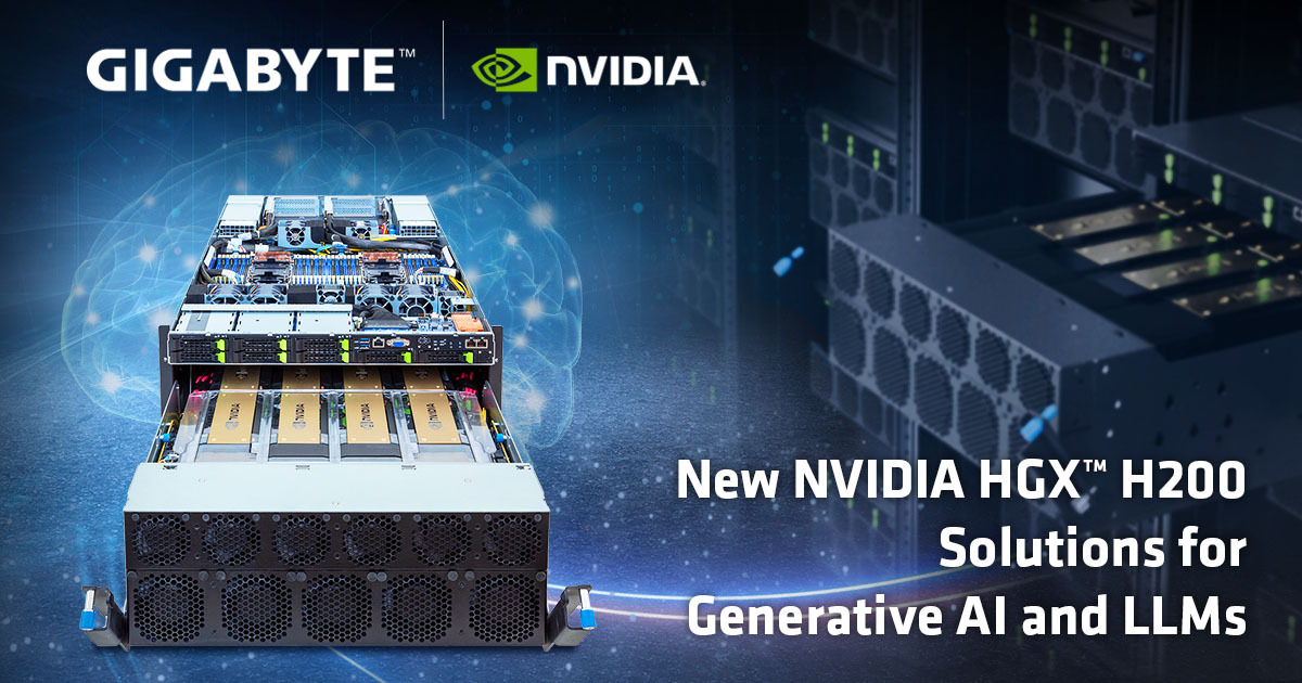 GIGABYTE เปิดตัวเซิร์ฟเวอร์ GPU พร้อมแบนด์วิธหน่วยความจำที่เพิ่มขึ้นด้วยแพลตฟอร์ม NVIDIA HGX™ H200