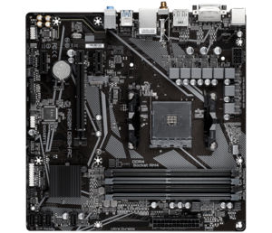 AMD A520 (Ryzen AM4) micro ATX motherboard with M.2 support, 1 Gb Ethernet,  HDMI/DVI/D-Sub, SATA 6 Gbps, USB 3.2 Gen 2 Type-A, and Aura Sync RGB  lighting support