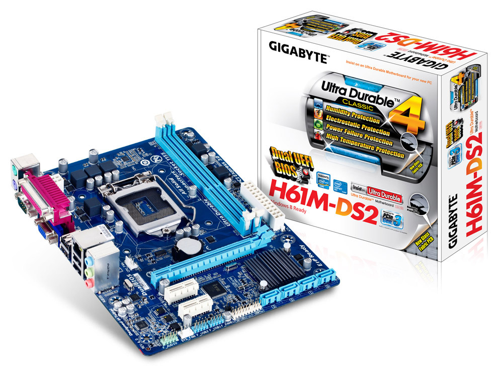 Gigabyte GA-H61M-DS2 Motherboard H61M H61 DDR3 LGA 1155 Pin Motherboard ...