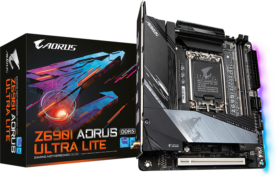 Gigabyte Z690I AORUS Ultra Lite DDR5 manufacturer reference photograph